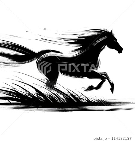 走る馬のシルエット 走る馬のシルエット 114182157