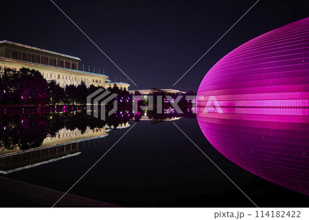 Night view of National Centre for the Performing Arts NCPA with Great Hall of the People in Beijing, China Night view of National Centre for the Performing Arts NCPA with Great Hall of the People in Beijing, China 114182422
