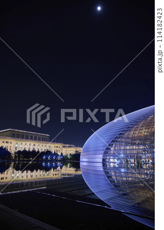 Night view of National Centre for the Performing Arts NCPA with Great Hall of the People in Beijing, China Night view of National Centre for the Performing Arts NCPA with Great Hall of the People in Beijing, China 114182423
