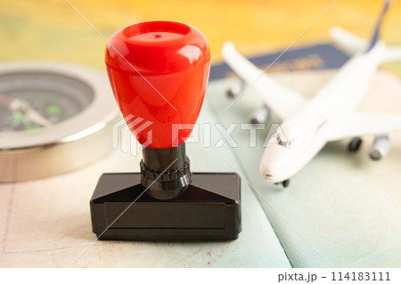 Approved Stamp visa and passport document to immigration at airport in country. Approved Stamp visa and passport document to immigration at airport in country. 114183111