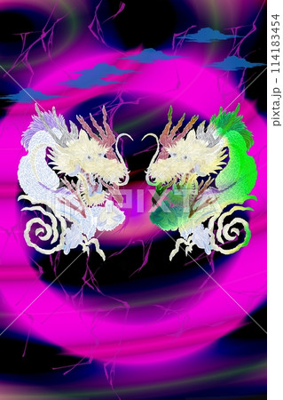 光の中に佇む美しい龍のイラスト 114183454