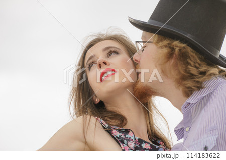 Vintage couple against sky 114183622