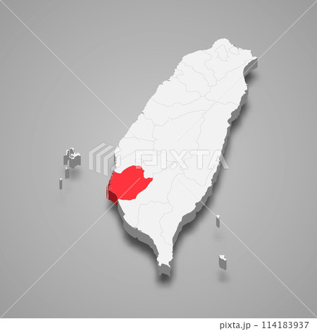 Tainan City division location within Taiwan 3d map 114183937