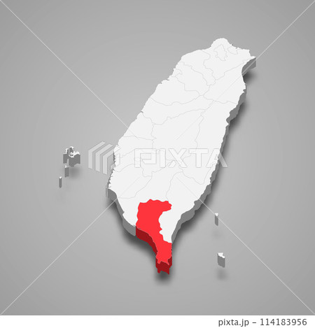 Pingtung County division location within Taiwan 3d map 114183956