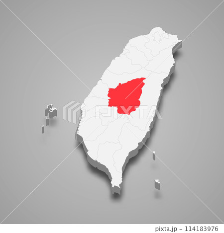 Nantou County division location within Taiwan 3d map 114183976