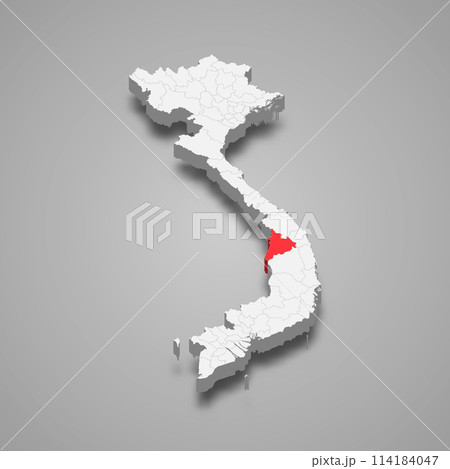 Kon Tum region location within Vietnam 3d map 114184047