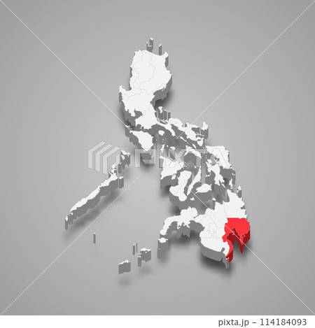 Davao region location within Philippines 3d map Davao region location within Philippines 3d map 114184093