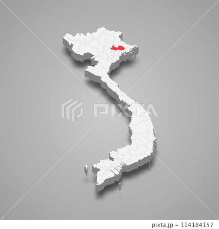 Bac Giang region location within Vietnam 3d map 114184157