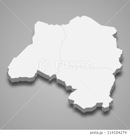 3d isometric map of Loh-Djiboua is region of Ivory Coast 114184274
