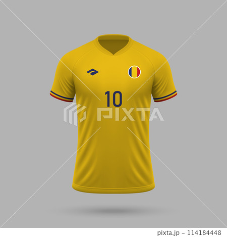 3d realistic soccer jersey Romania national team 2024 114184448
