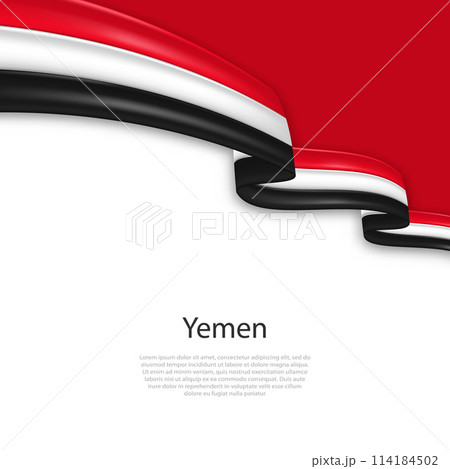 Waving ribbon with flag of Yemen Waving ribbon with flag of Yemen 114184502