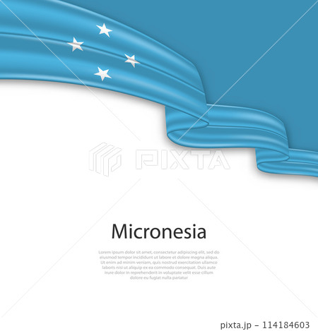 Waving ribbon with flag of Micronesia Waving ribbon with flag of Micronesia 114184603