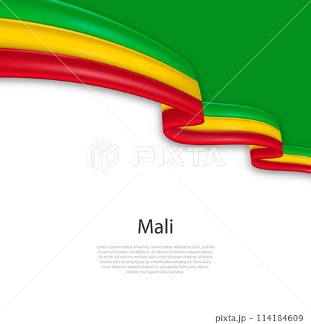 Waving ribbon with flag of Mali 114184609