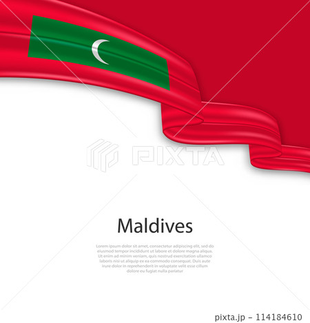 Waving ribbon with flag of Maldives 114184610