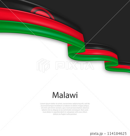 Waving ribbon with flag of Malawi Waving ribbon with flag of Malawi 114184625