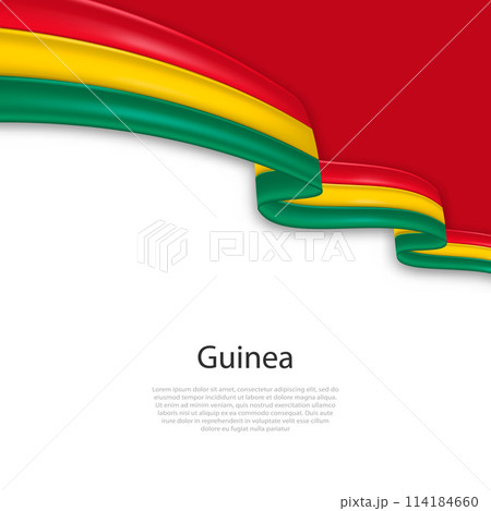 Waving ribbon with flag of Guinea Waving ribbon with flag of Guinea 114184660