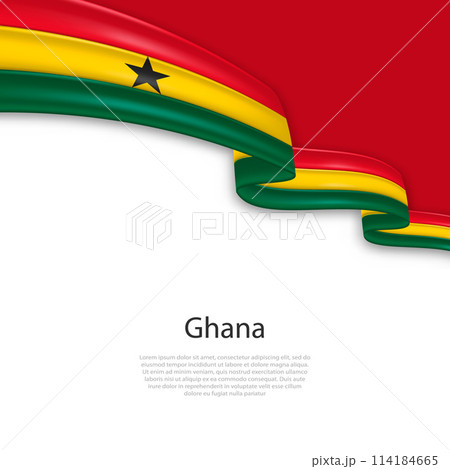 Waving ribbon with flag of Ghana 114184665