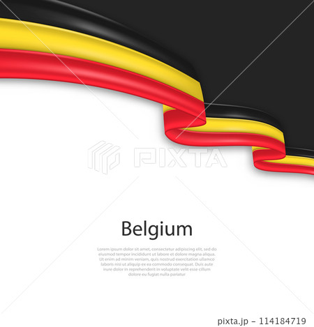Waving ribbon with flag of Belgium 114184719