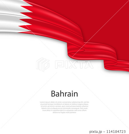 Waving ribbon with flag of Bahrain Waving ribbon with flag of Bahrain 114184723
