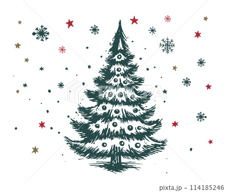 Christmas tree hand drawn illustration	 114185246