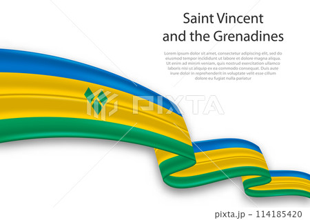 Abstract Wavy Flag of Saint Vincent and the Grenadines on White Background Abstract Wavy Flag of Saint Vincent and the Grenadines on White Background 114185420