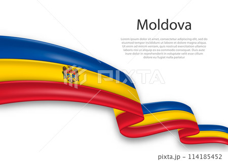 Abstract Wavy Flag of Moldova on White Background Abstract Wavy Flag of Moldova on White Background 114185452