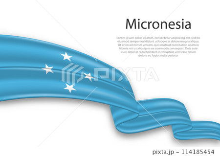 Abstract Wavy Flag of Micronesia on White Background Abstract Wavy Flag of Micronesia on White Background 114185454