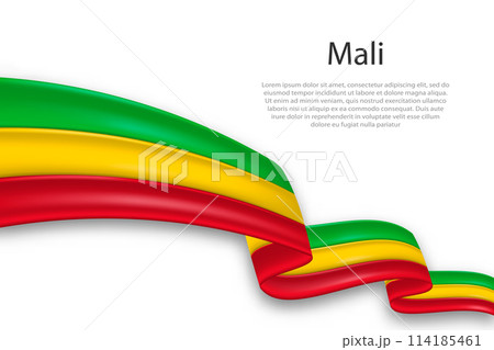 Abstract Wavy Flag of Mali on White Background 114185461