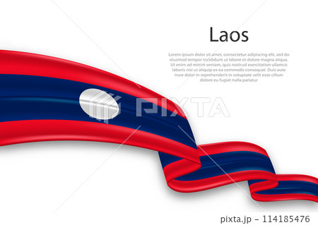 Abstract Wavy Flag of Laos on White Background 114185476