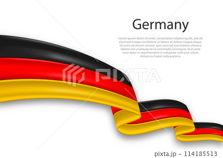 Abstract Wavy Flag of Germany on White Background 114185513