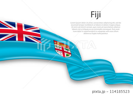 Abstract Wavy Flag of Fiji on White Background 114185523
