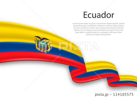 Abstract Wavy Flag of Ecuador on White Background 114185575