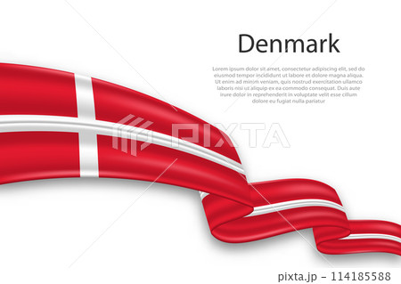 Abstract Wavy Flag of Denmark on White Background 114185588