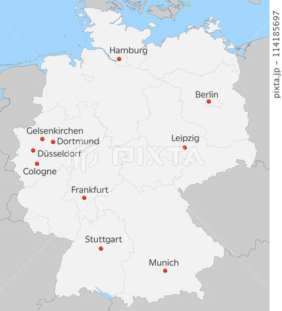 map of Germany with soccer tournament 2024 host cities 114185697
