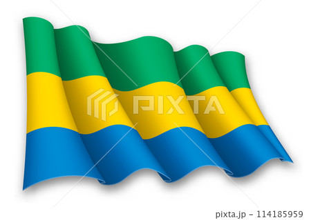 Realistic waving flag of Gabon 114185959