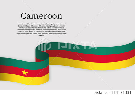 Ribbon flag of Cameroon. Celebration background Ribbon flag of Cameroon. Celebration background 114186331