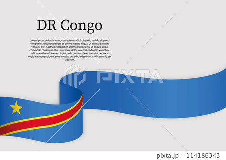 Ribbon flag of DR Congo. Celebration background 114186343