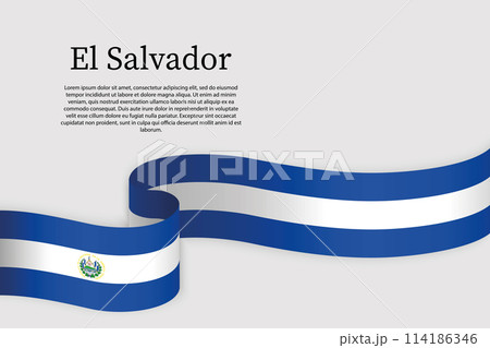 Ribbon flag of El Salvador. Celebration background 114186346