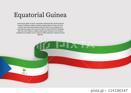 Ribbon flag of Equatorial Guinea. Celebration background 114186347