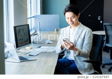 オフィスで働くビジネスパーソン オフィスで働くビジネスパーソン 114187487