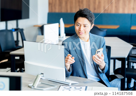 オフィスで働くビジネスパーソン オフィスで働くビジネスパーソン 114187508