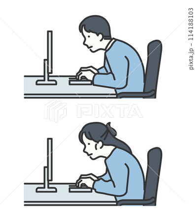 using laptop text neck syndrome vector image 114188103