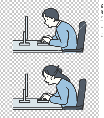 using laptop text neck syndrome vector image 114188103