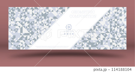 The layout of a geometric triangular design. Template for the design of a cover, booklet or brochure The layout of a geometric triangular design. Template for the design of a cover, booklet or brochure 114188104