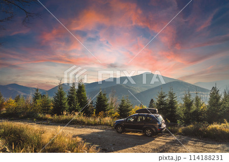 car for traveling with a mountain road car for traveling with a mountain road 114188231