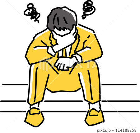 座って悩むビジネスマン 座って悩むビジネスマン 114188259