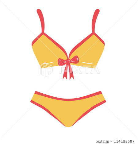 Female swimsuit. Summer bikini. Vector illustration isolated on white background Female swimsuit. Summer bikini. Vector illustration isolated on white background 114188597