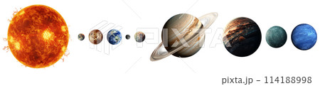 太陽系の惑星10種、太陽、水星、金星、地球、月、火星、木星、土星、海王星、冥王星 114188998