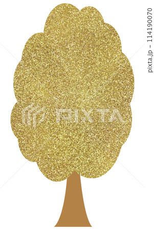 イラスト素材　木　植物　ゴールド 114190070