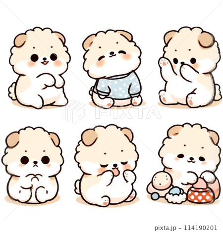 かわいい赤ちゃん犬のイラストセット 114190201